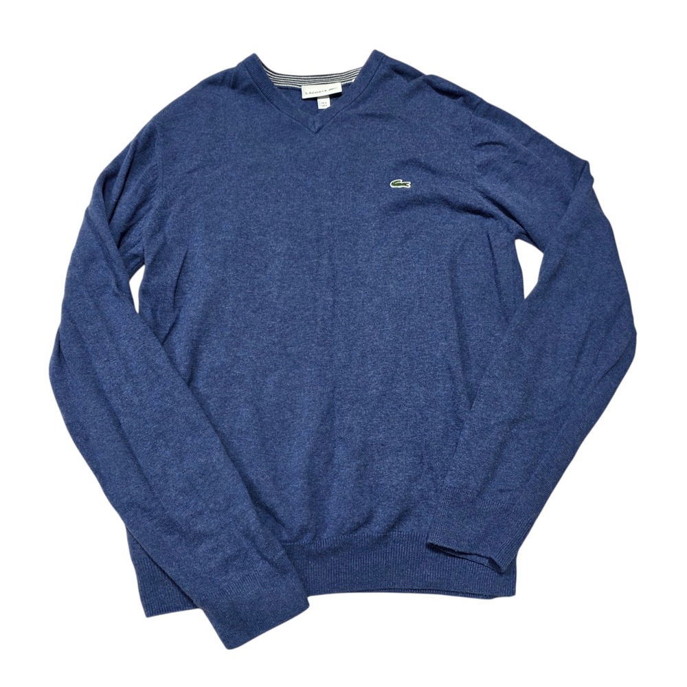 Lacoste Men's Blue V-Neck Long Sleeve‎ Sweater Size US S